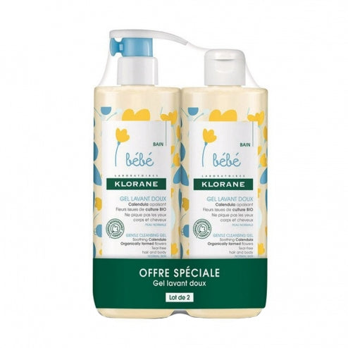 Klorane Baby Gentle Cleansing Gel - 2 x 500ml