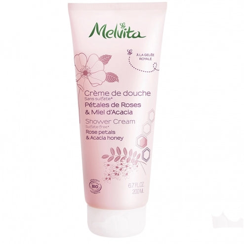 Melvita Shower Gel-Rose Petals & Acacia Honey -200ml