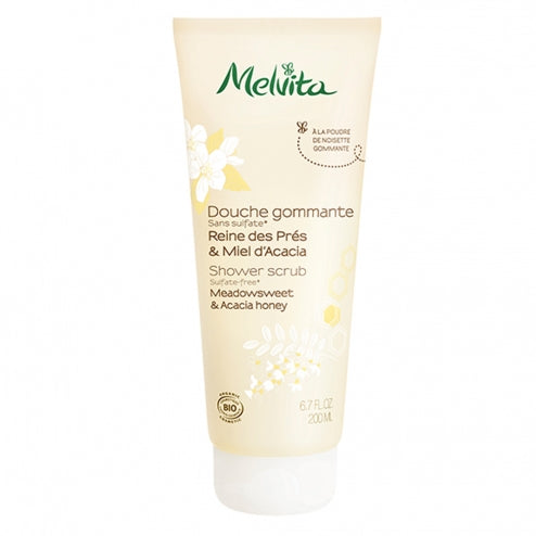 Melvita Shower Scrub-Meadowsweet & Acacia Honey -200ml