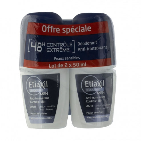 Etiaxil Deodorant Roll-On for Men - Almuninum Free - 2 x 50ml